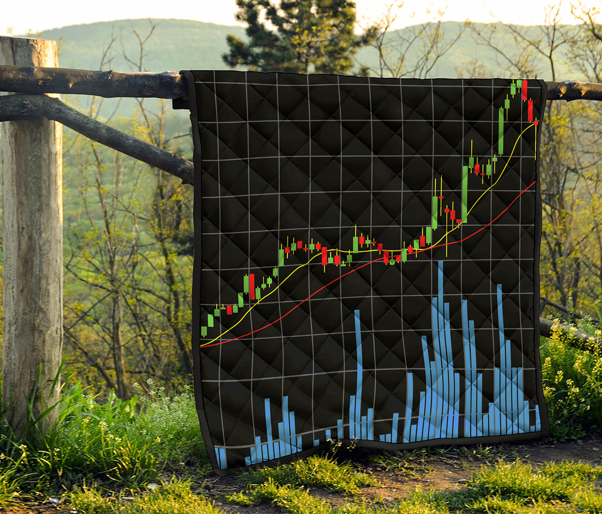 Candlestick Stock Graph Chart Print Quilt