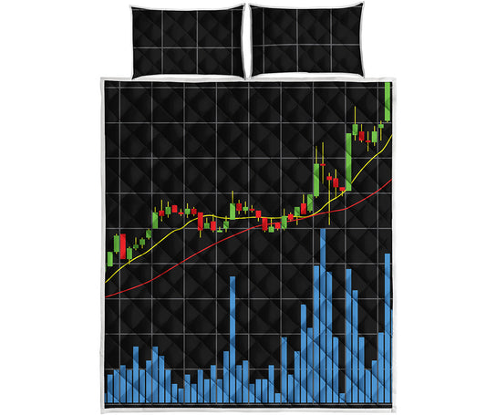Candlestick Stock Graph Chart Print Quilt Bed Set