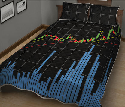 Candlestick Stock Graph Chart Print Quilt Bed Set