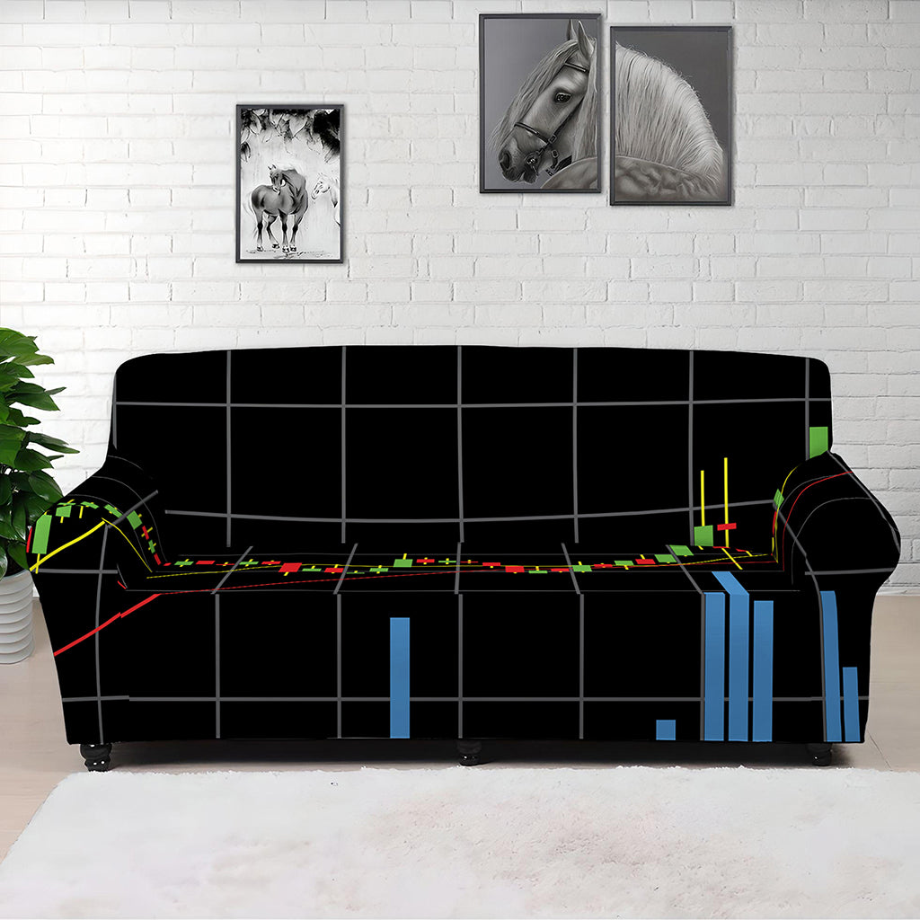 Candlestick Stock Graph Chart Print Sofa Cover