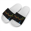 Candlestick Stock Graph Chart Print White Slide Sandals