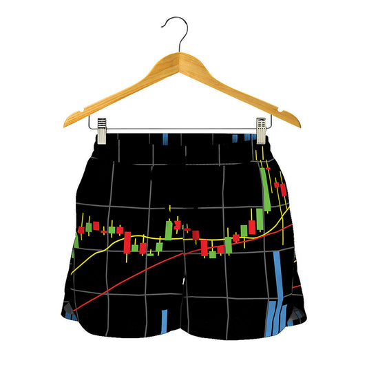 Candlestick Stock Graph Chart Print Women's Shorts