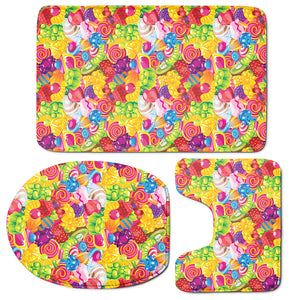 Candy And Jelly Pattern Print 3 Piece Bath Mat Set