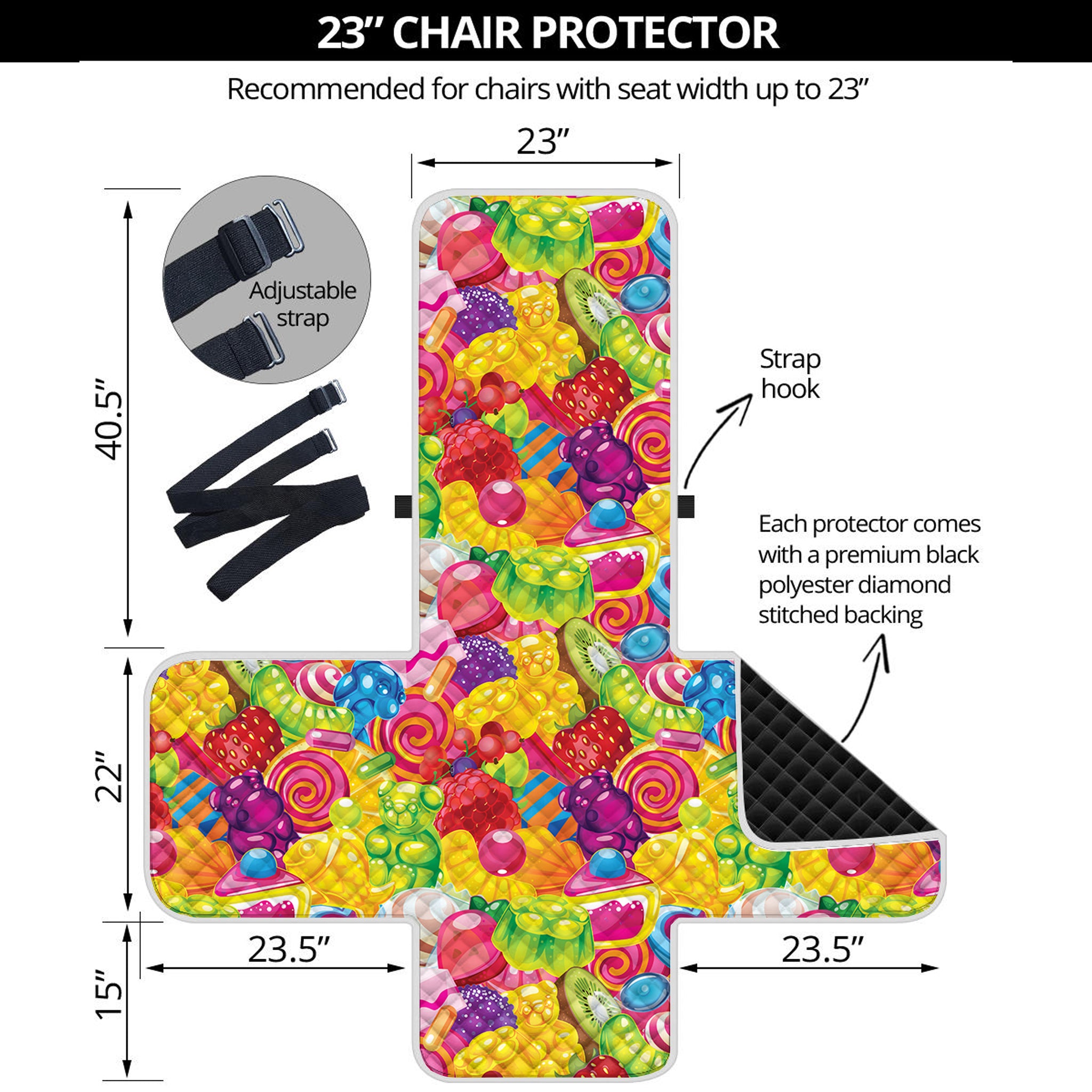 Candy And Jelly Pattern Print Armchair Protector