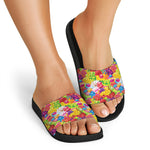 Candy And Jelly Pattern Print Black Slide Sandals