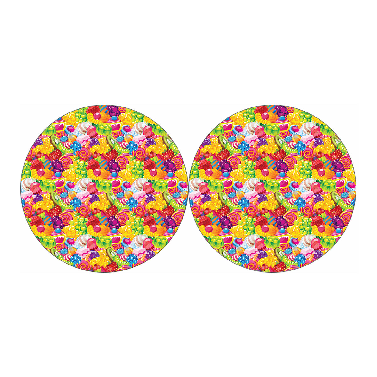 Candy And Jelly Pattern Print Car Coasters