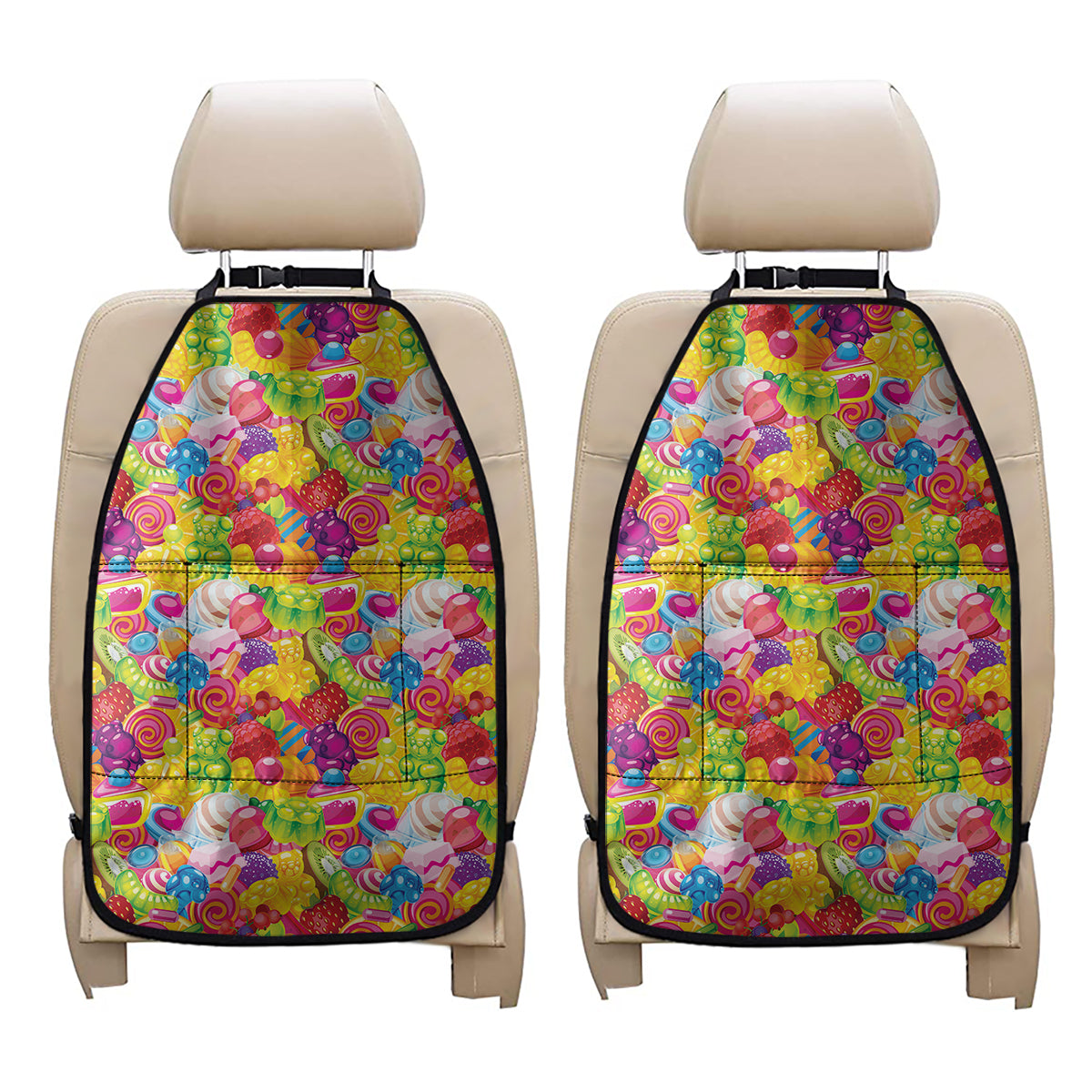 Candy And Jelly Pattern Print Car Seat Organizers