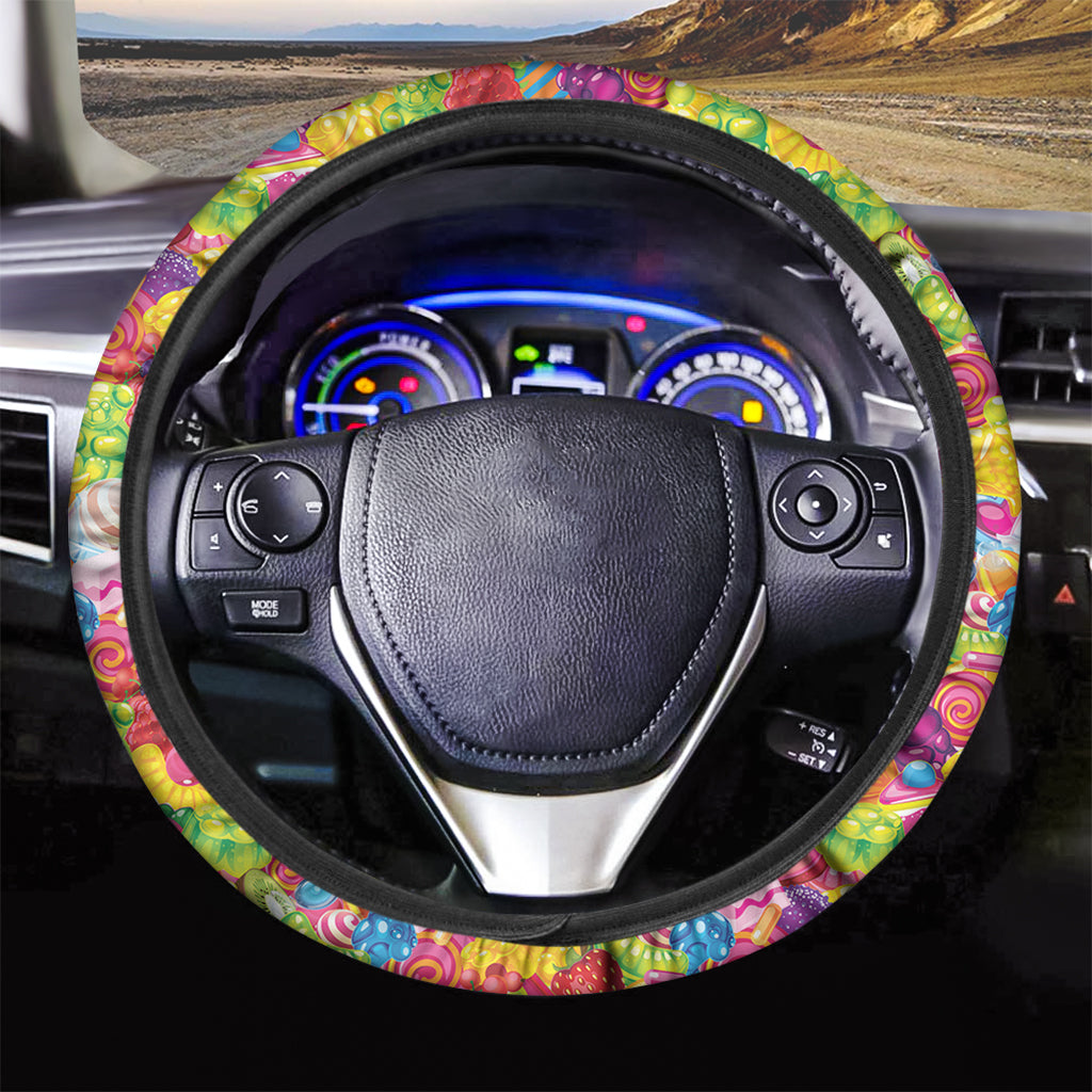 Candy And Jelly Pattern Print Car Steering Wheel Cover