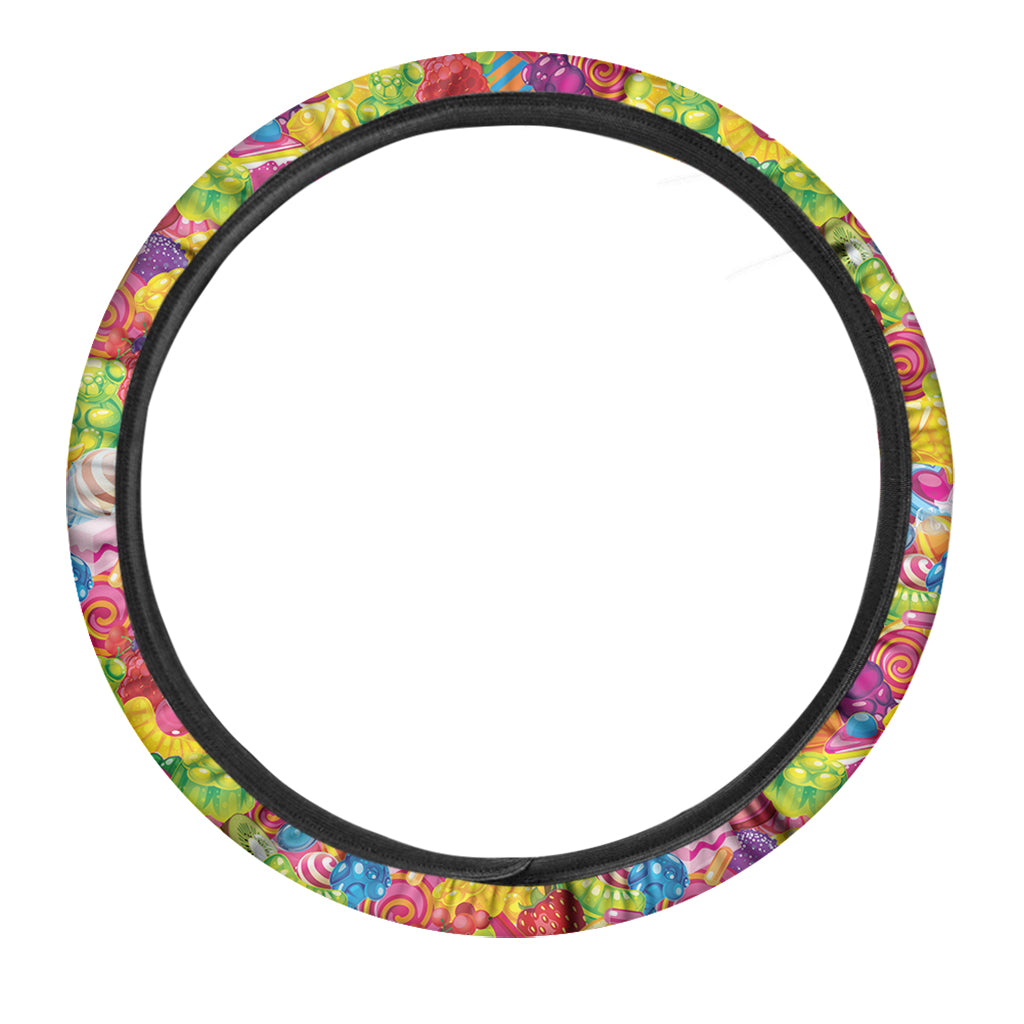 Candy And Jelly Pattern Print Car Steering Wheel Cover