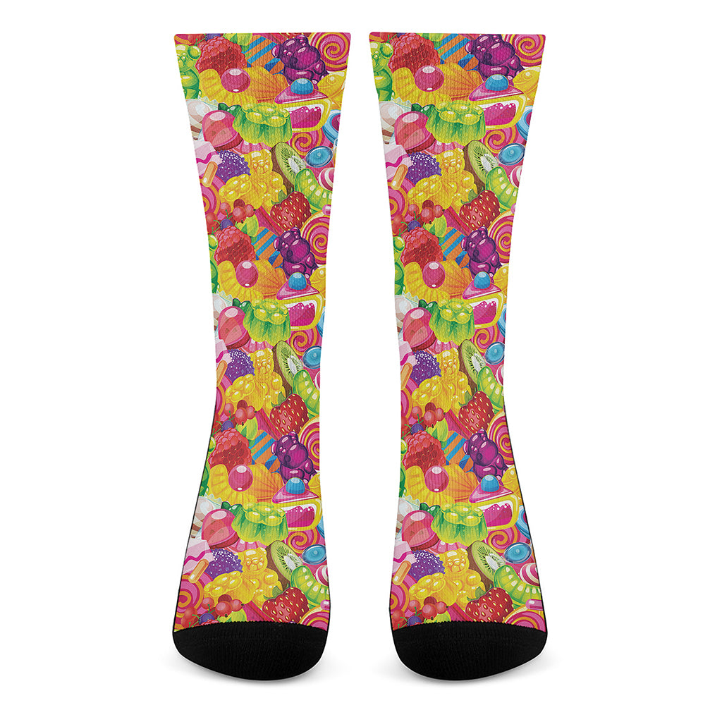 Candy And Jelly Pattern Print Crew Socks