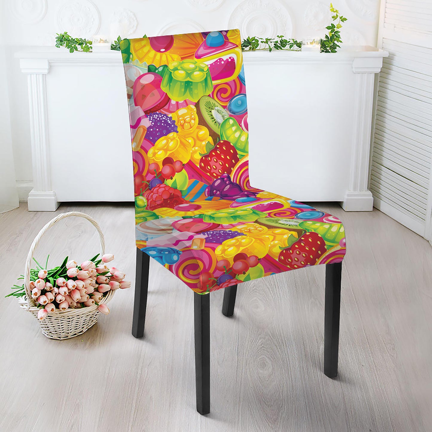 Candy And Jelly Pattern Print Dining Chair Slipcover