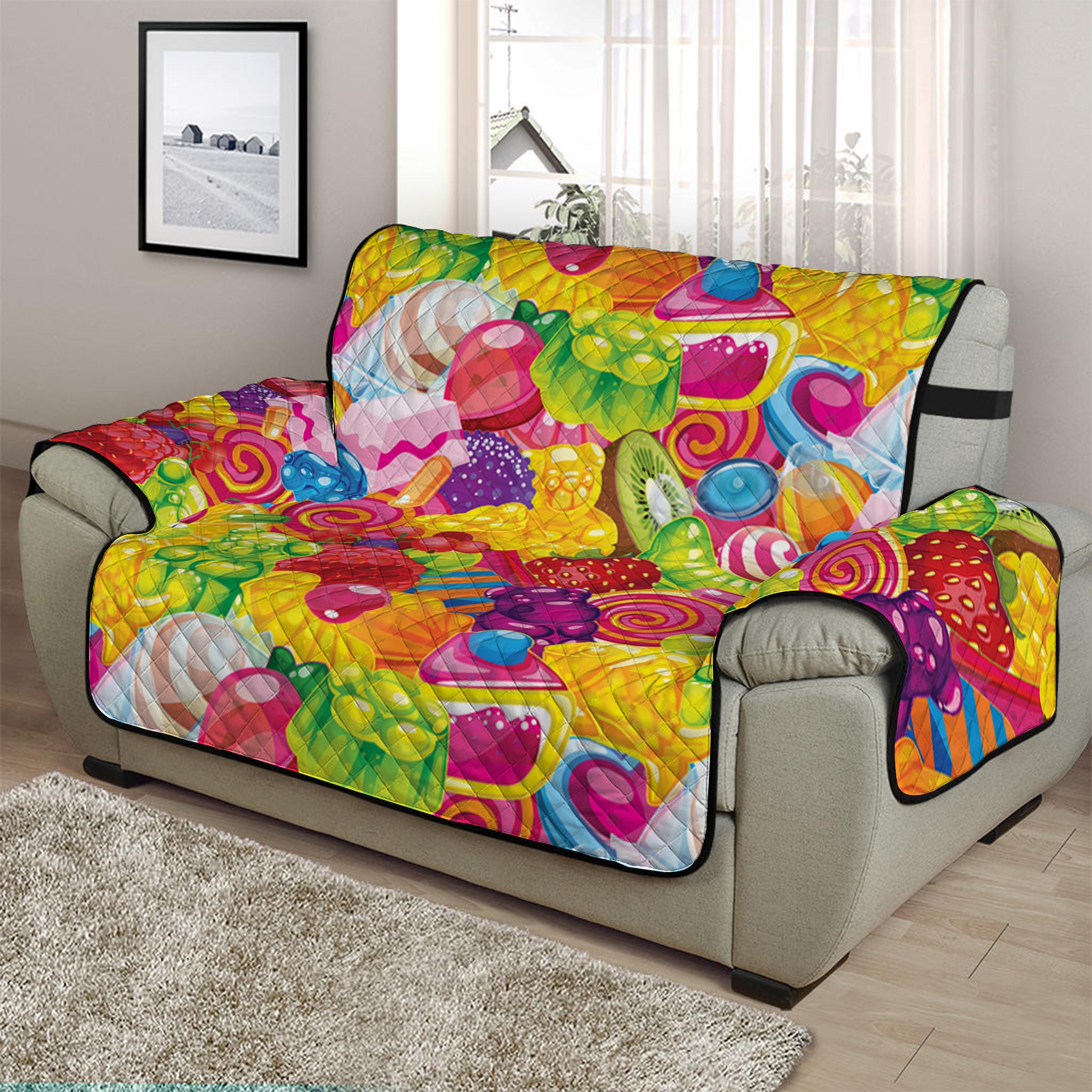 Candy And Jelly Pattern Print Half Sofa Protector