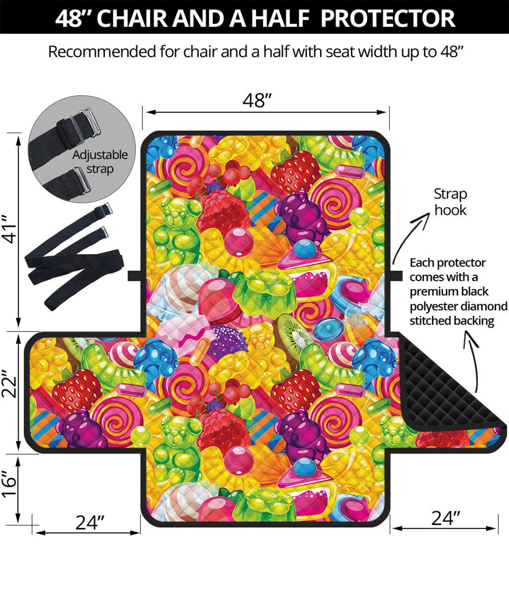 Candy And Jelly Pattern Print Half Sofa Protector