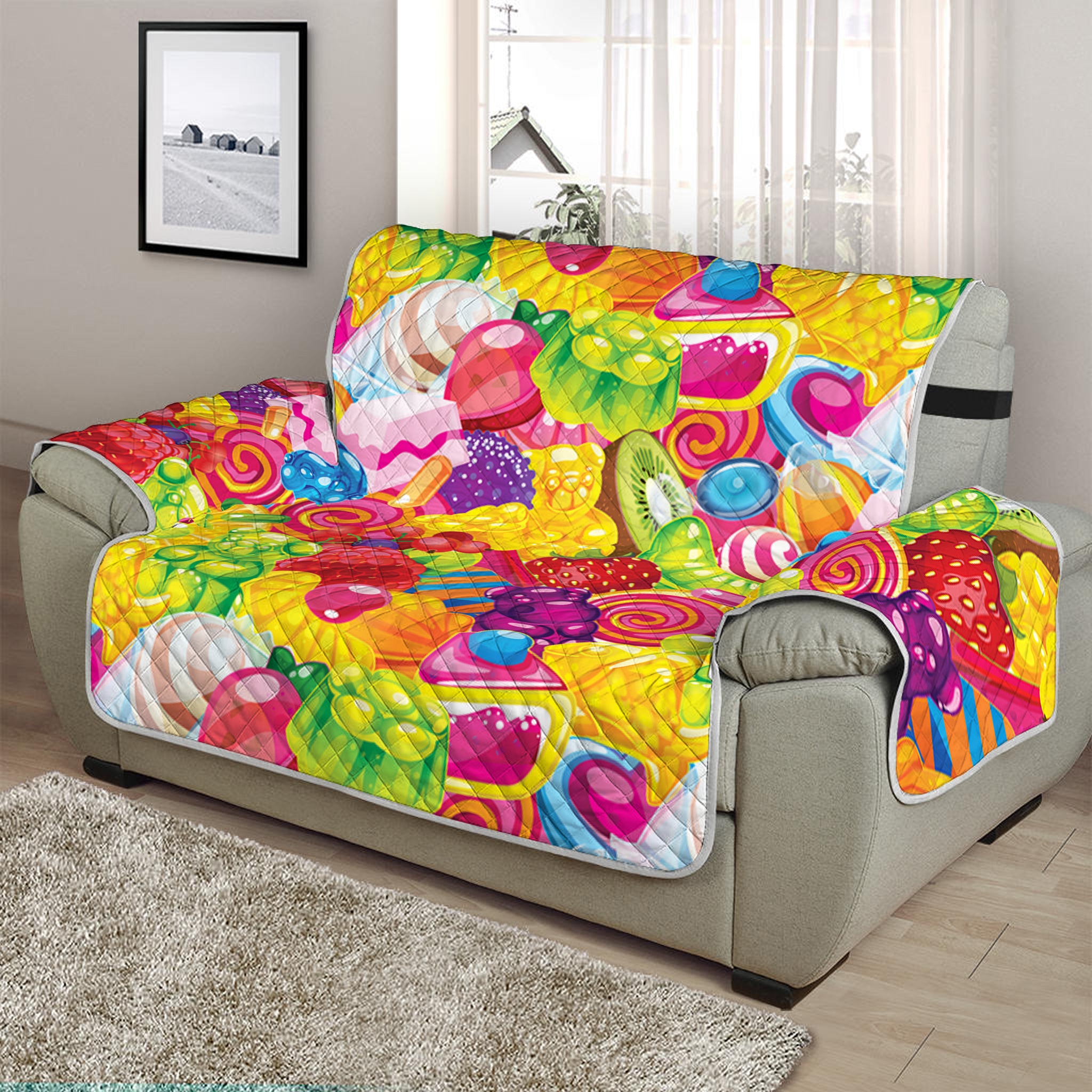 Candy And Jelly Pattern Print Half Sofa Protector