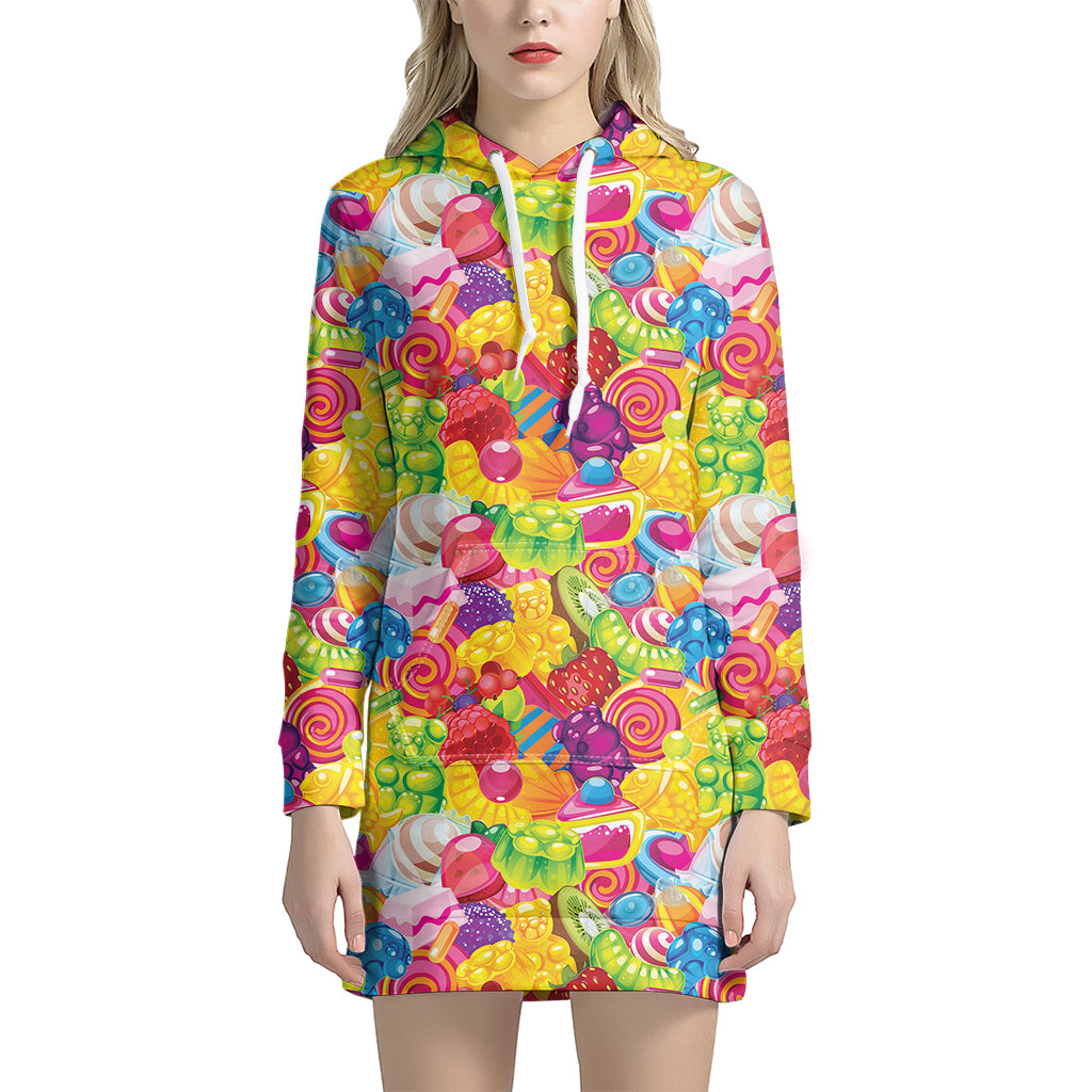 Candy And Jelly Pattern Print Hoodie Dress
