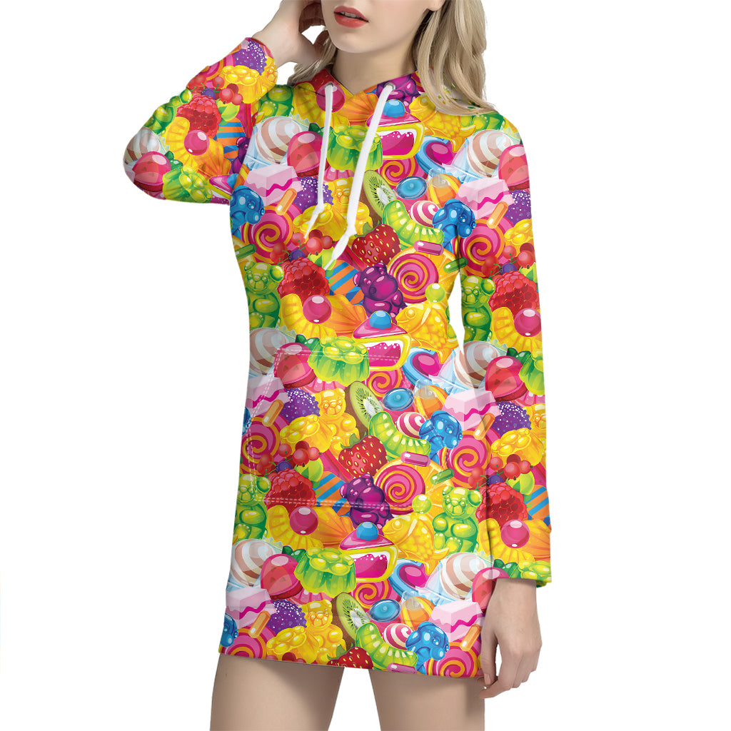 Candy And Jelly Pattern Print Hoodie Dress