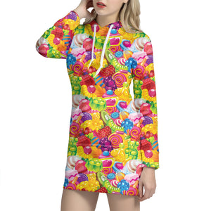 Candy And Jelly Pattern Print Hoodie Dress