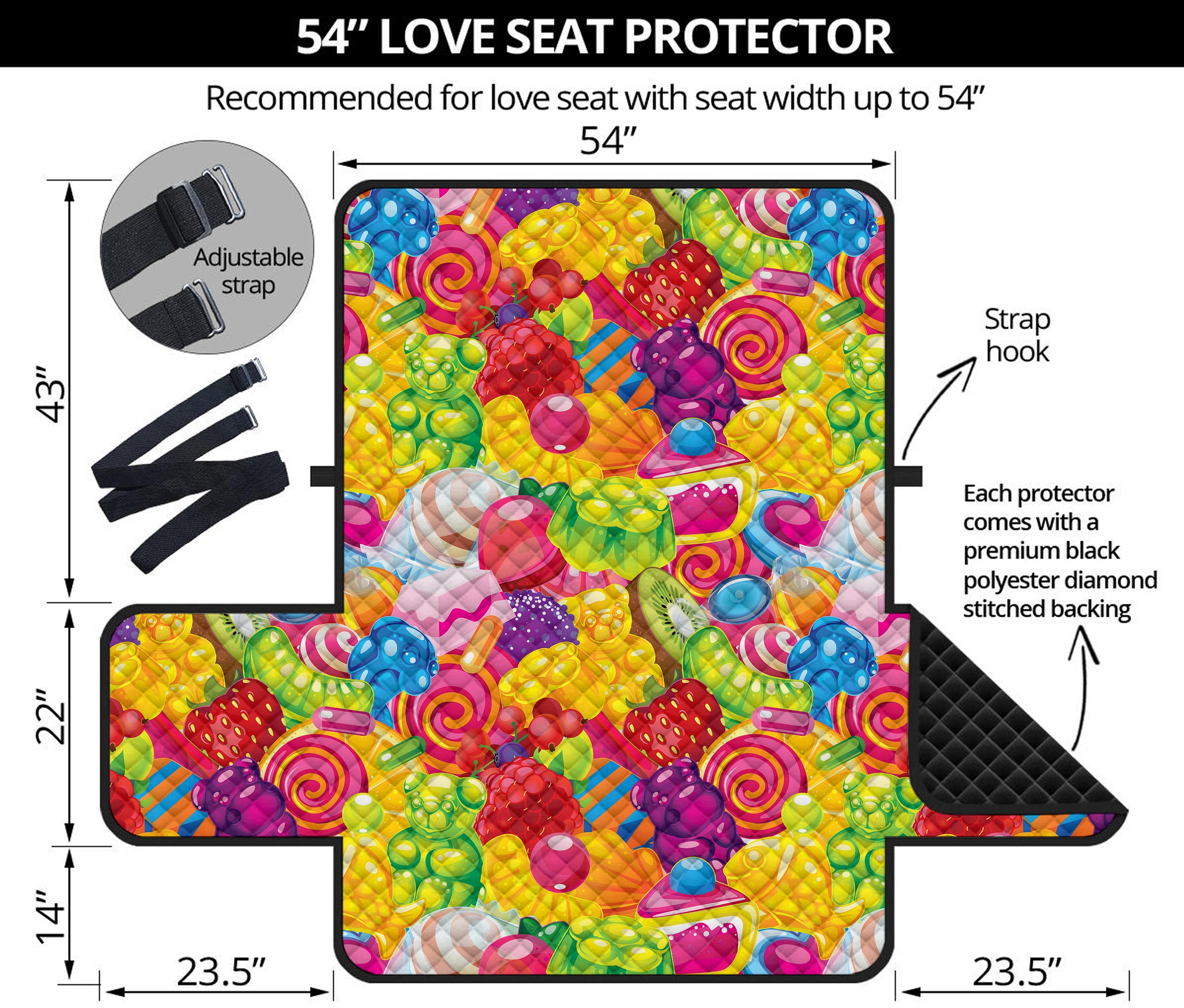 Candy And Jelly Pattern Print Loveseat Protector