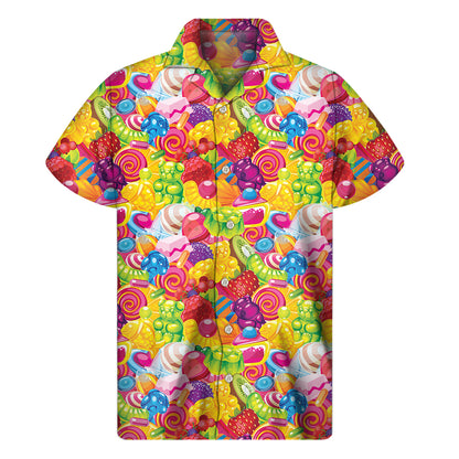 Candy And Jelly Pattern Print Men's Short Sleeve Shirt