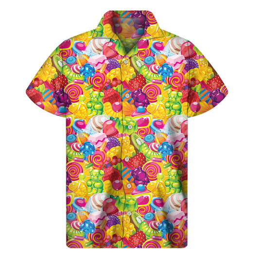 Candy And Jelly Pattern Print Men's Short Sleeve Shirt