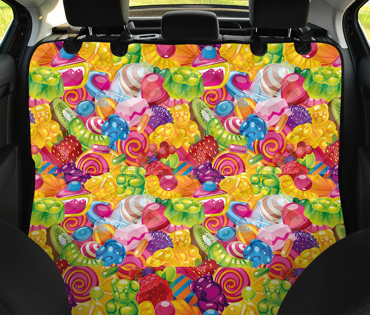 Candy And Jelly Pattern Print Pet Car Back Seat Cover