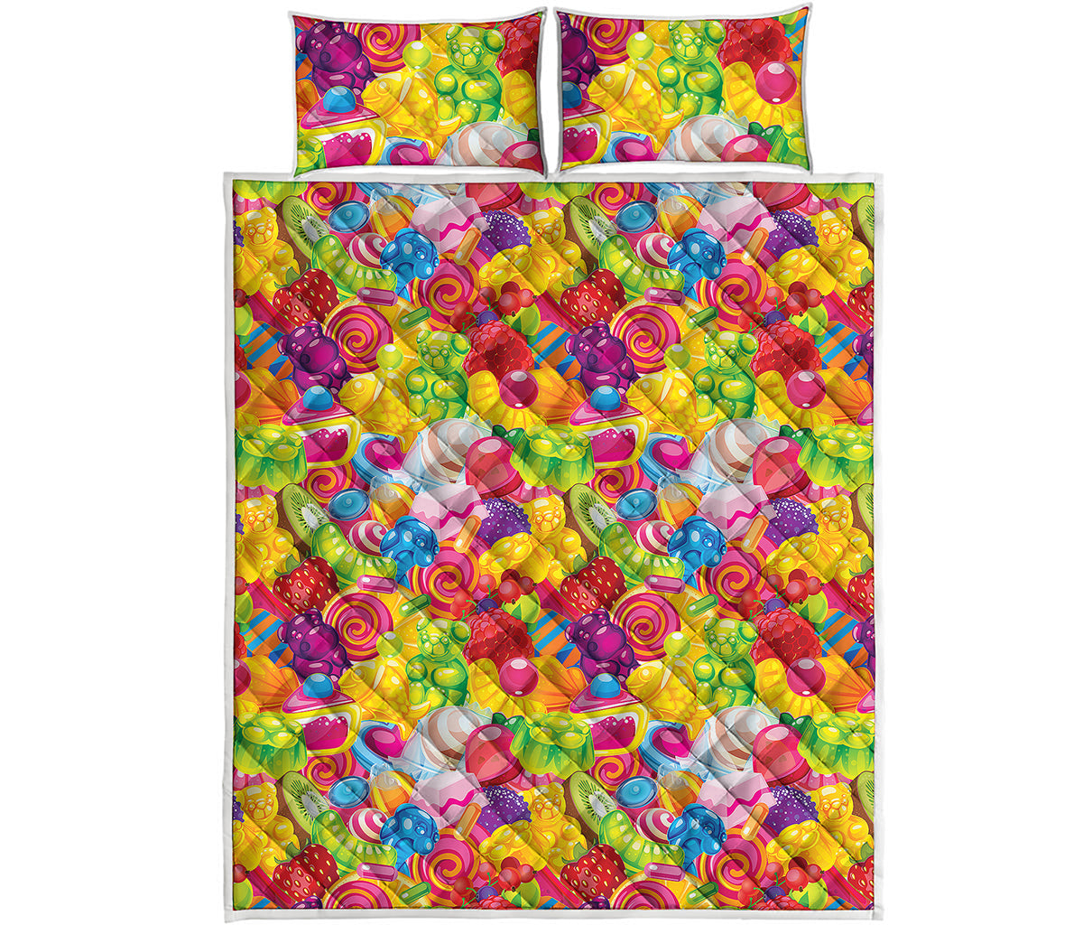 Candy And Jelly Pattern Print Quilt Bed Set