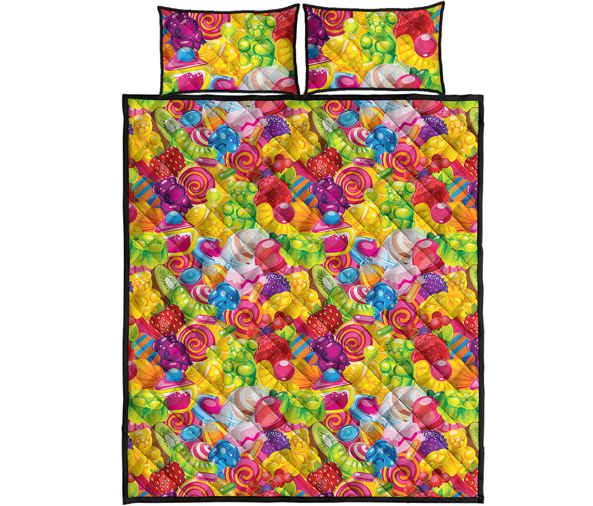 Candy And Jelly Pattern Print Quilt Bed Set