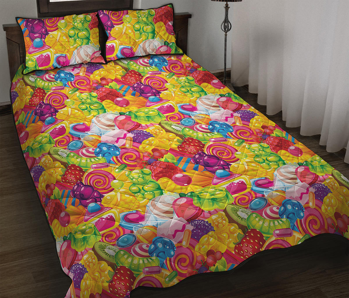 Candy And Jelly Pattern Print Quilt Bed Set