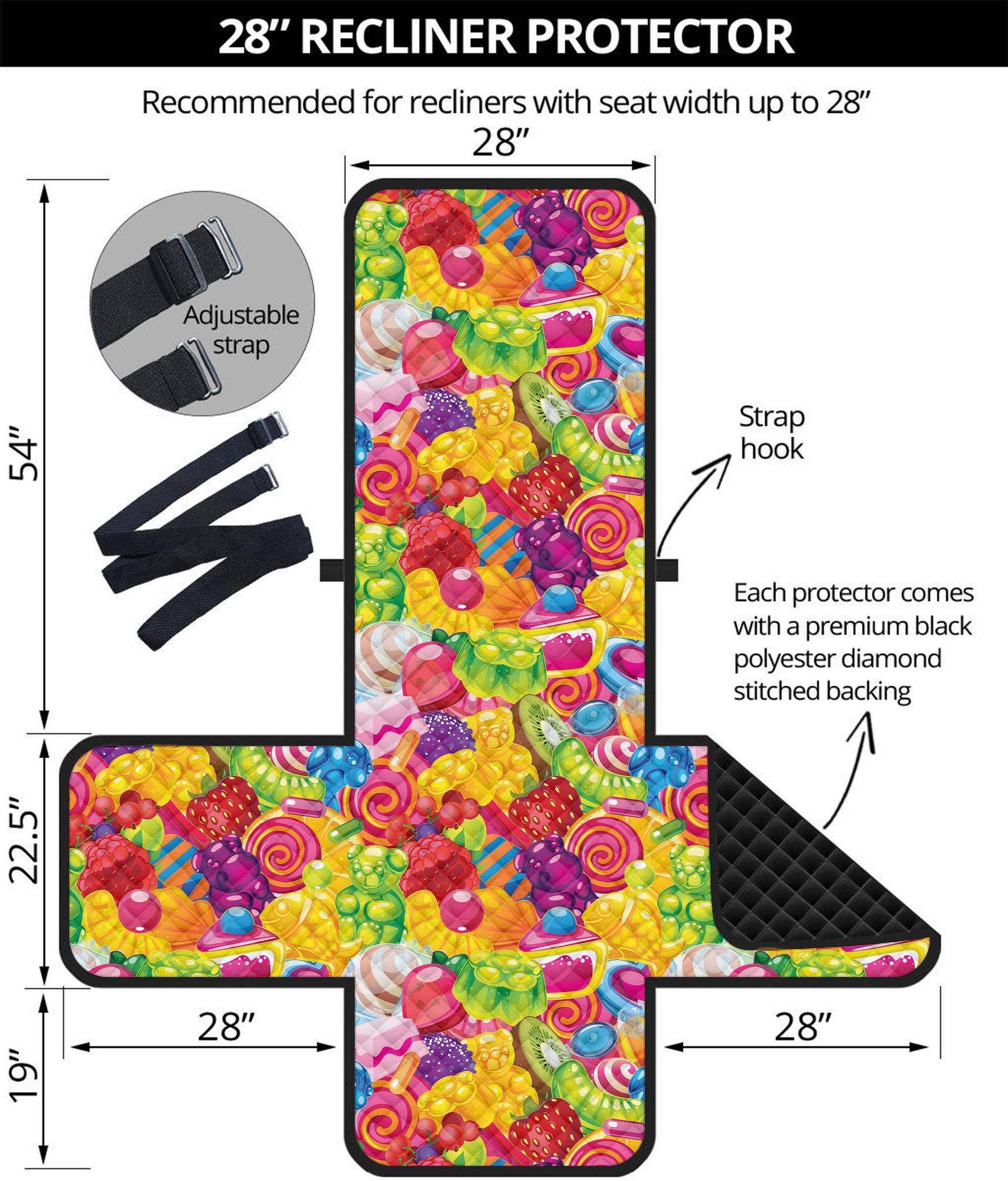 Candy And Jelly Pattern Print Recliner Protector