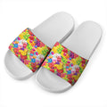 Candy And Jelly Pattern Print White Slide Sandals