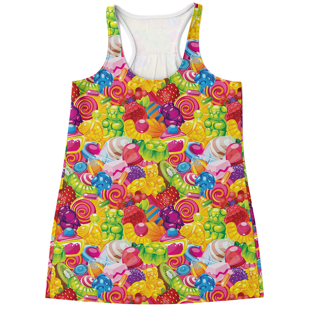 Candy And Jelly Pattern Print Women's Racerback Tank Top