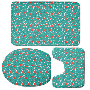 Candy And Santa Claus Hat Pattern Print 3 Piece Bath Mat Set