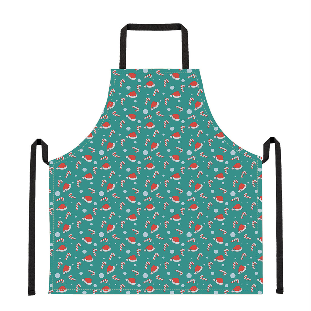 Candy And Santa Claus Hat Pattern Print Apron