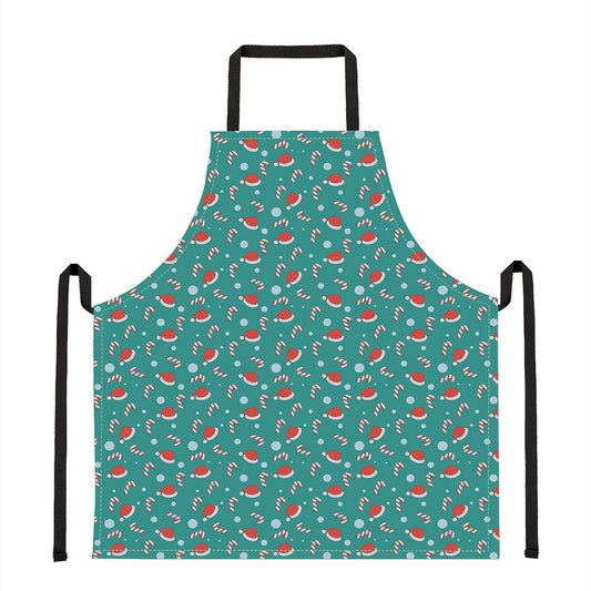 Candy And Santa Claus Hat Pattern Print Apron
