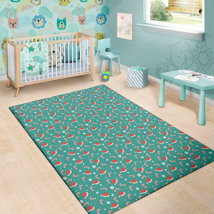 Candy And Santa Claus Hat Pattern Print Area Rug