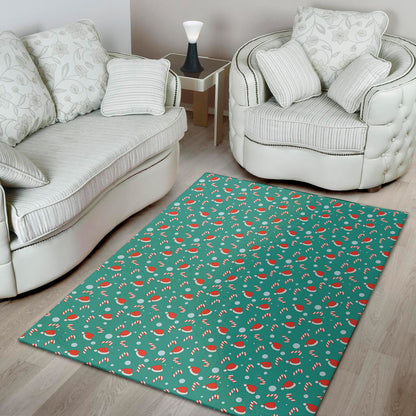Candy And Santa Claus Hat Pattern Print Area Rug
