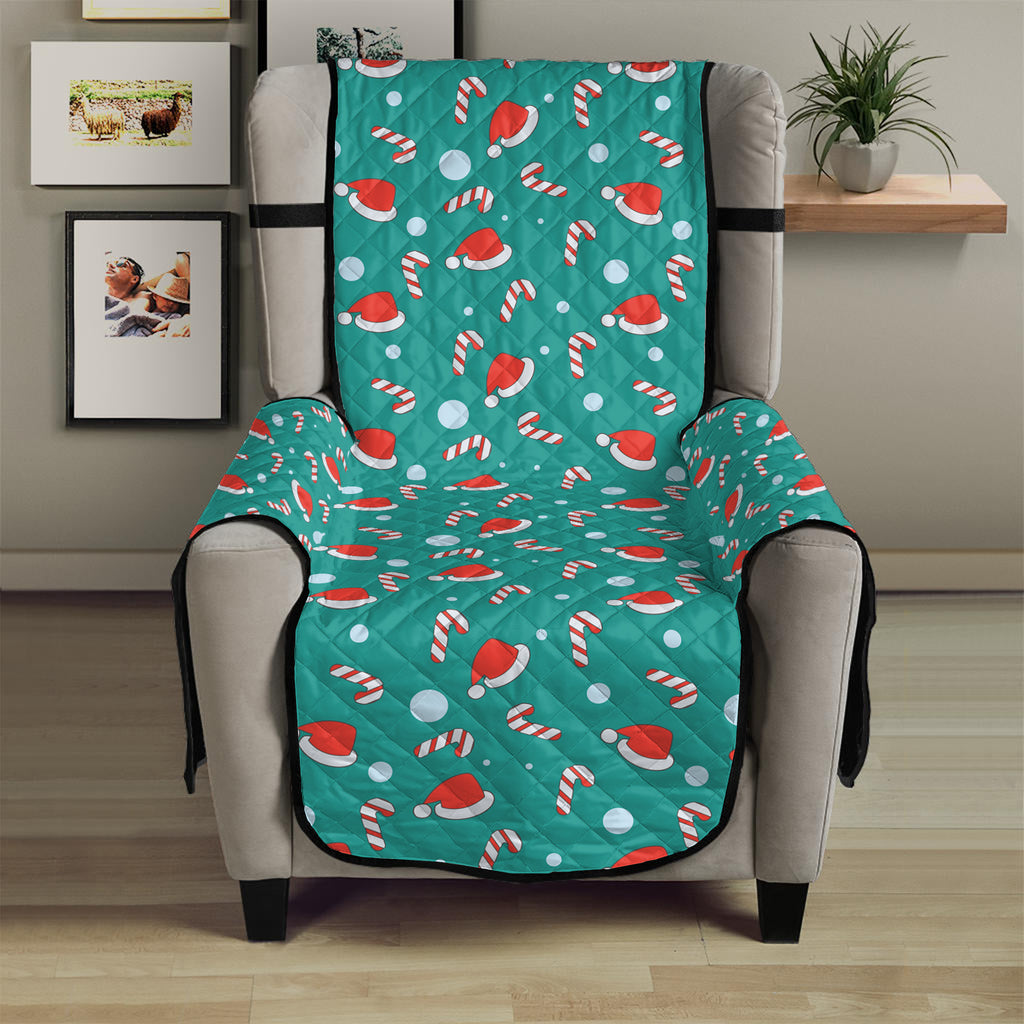 Candy And Santa Claus Hat Pattern Print Armchair Protector