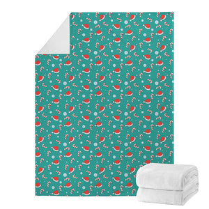 Candy And Santa Claus Hat Pattern Print Blanket