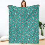 Candy And Santa Claus Hat Pattern Print Blanket