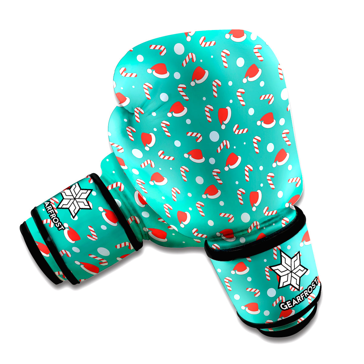 Candy And Santa Claus Hat Pattern Print Boxing Gloves