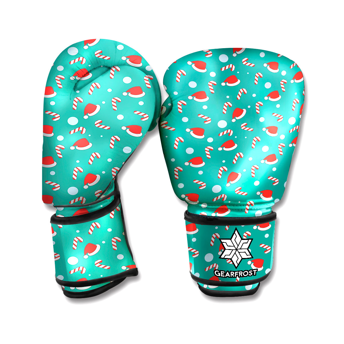 Candy And Santa Claus Hat Pattern Print Boxing Gloves