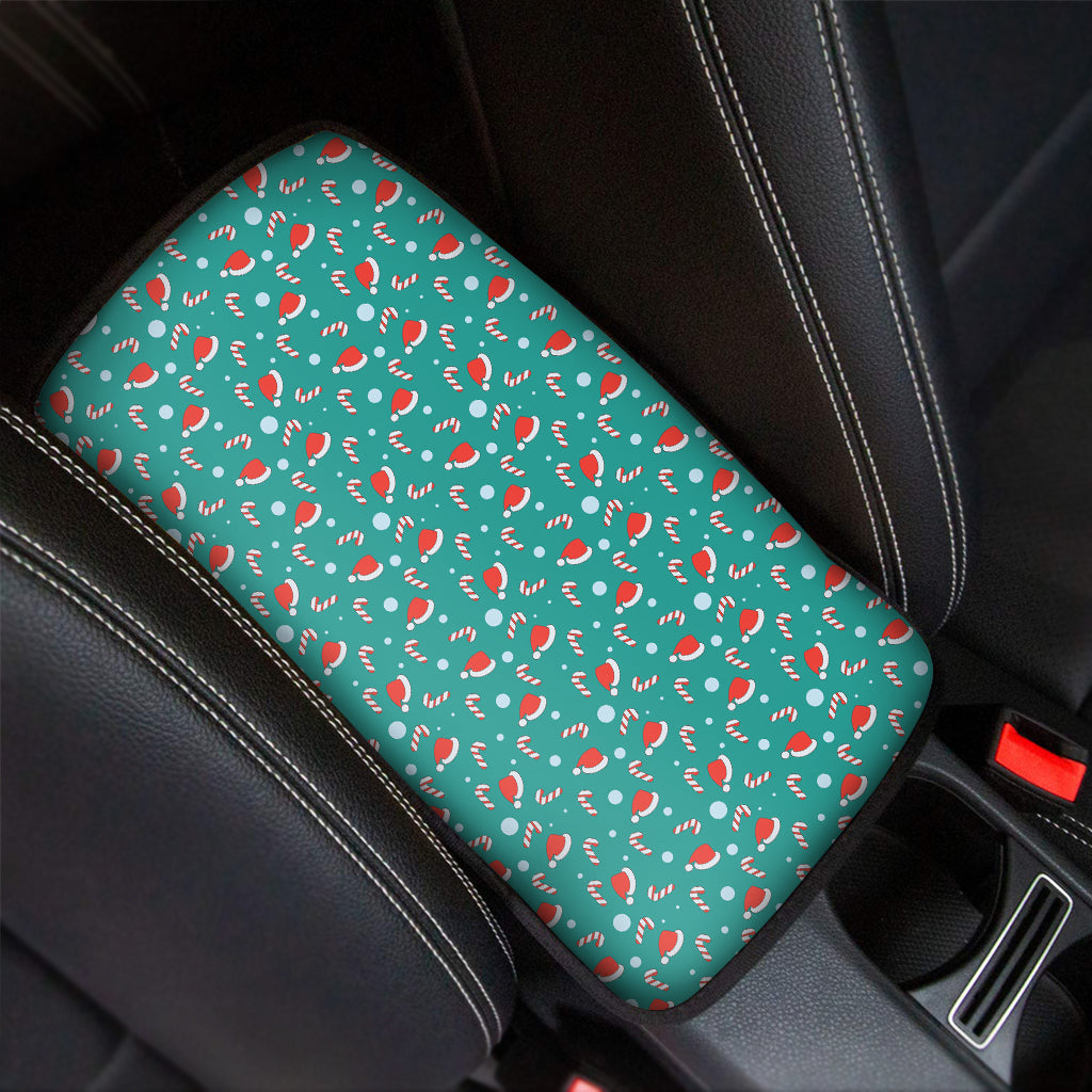 Candy And Santa Claus Hat Pattern Print Car Center Console Cover
