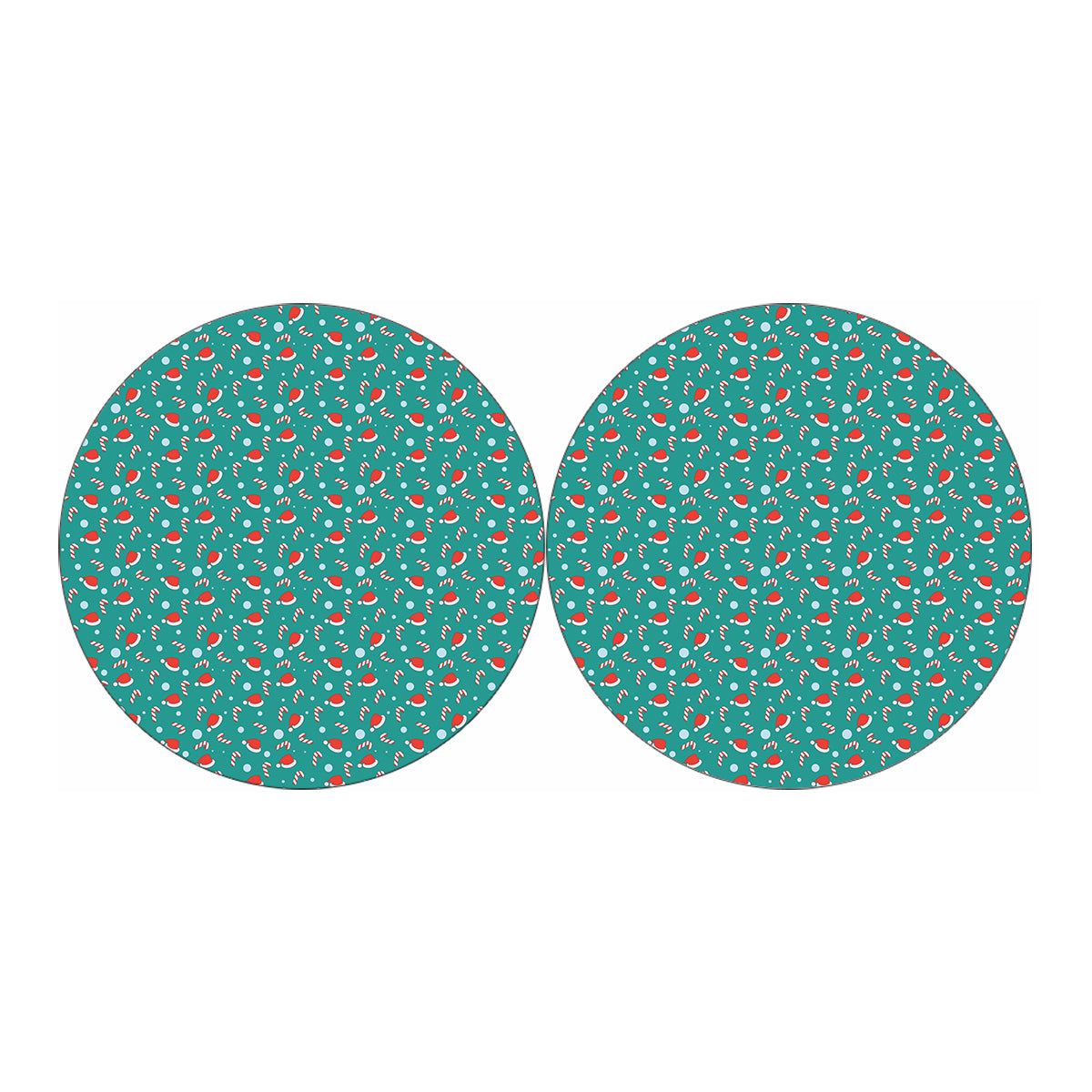 Candy And Santa Claus Hat Pattern Print Car Coasters