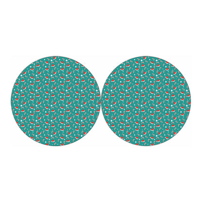 Candy And Santa Claus Hat Pattern Print Car Coasters