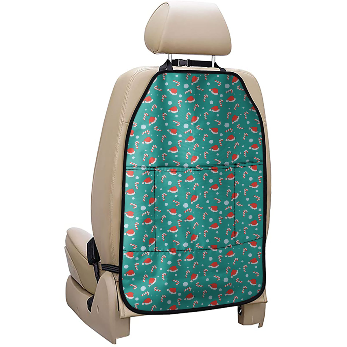 Candy And Santa Claus Hat Pattern Print Car Seat Organizers