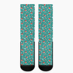 Candy And Santa Claus Hat Pattern Print Crew Socks