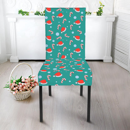 Candy And Santa Claus Hat Pattern Print Dining Chair Slipcover