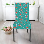 Candy And Santa Claus Hat Pattern Print Dining Chair Slipcover