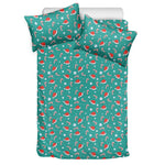 Candy And Santa Claus Hat Pattern Print Duvet Cover Bedding Set