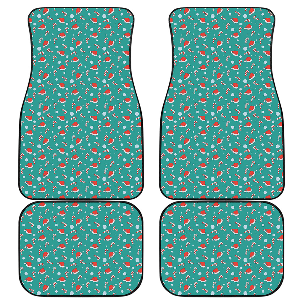 Candy And Santa Claus Hat Pattern Print Front and Back Car Floor Mats